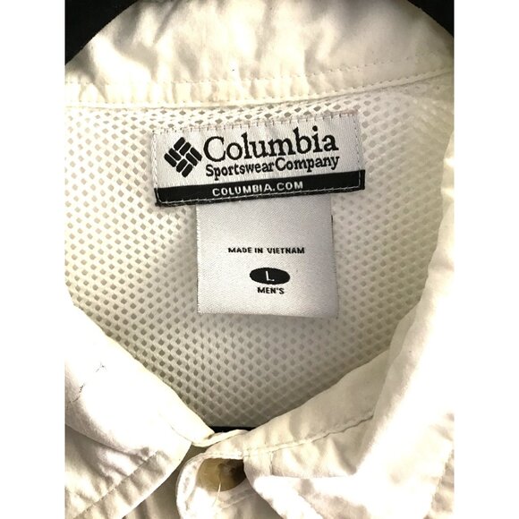 COLUMBIA- MENS WHITE SHORT SLEEVE BUTTON FRONT LIGHT WEIGHT SHIRT SIZE LARGE - Picture 4 of 8